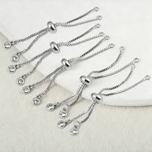 5pcs Copper Micro-Inlaid Zirconia Bracelet Chain Findings, Suitable For DIY Jewelry Making With Various Pendant Elements