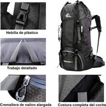 HAKUKU Mochila Impermeable 60l Transpirable y Ligera Para Senderismo Montañismo Escalada, Viaje, Campismo Deportes al Aire Libre, Ciclismo, Mochila Táctica Para Hombre Mujer - Nergo 02 - Ver 4