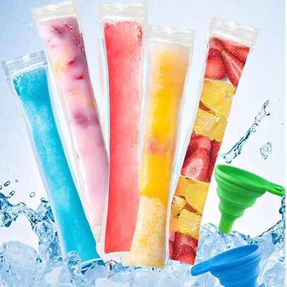 50/100 túi làm kem que trong suốt dùng một lần, khuôn làm kem que tại nhà, kín hơi, chịu lạnh, dùng cho nước ép, soda, trái cây, đông lạnh và bảo quản thực phẩm.