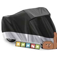 Funda para Moto Negra con Plateado Dobladillo elástico Impermeable - Negro - Ver 3