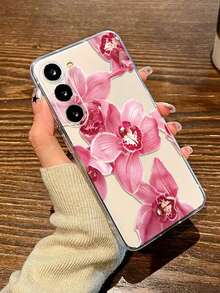 1pc Thick Transparent Floral Painted Anti-Drop Phone Case, Compatible With Samsung Galaxy S26/S26PLUS/S26 Ultra, S25/S25PLUS/S25 Ultra, A17/A07/A16/A36/A26/A56/A50/A12/A32/A52/A72/A51/A21S/A13/A14, S24/S24PLUS/S24Ultra, S22/A52/A53/A54/A55, S23, 11/12Pro/12/12X/13Pro/14Pro/15Pro, Redmi 10/9/Note9/12c/Note11pro/Note8Pro - Multicolor - View 3