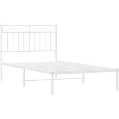 11'' Twin Metal Bed Frames With Headboard, Platform Bed Frame With Strong Metal Slats Support, Under Bed Storage, Noise Free, White, Without Mattress