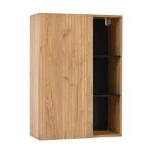 Living Room TV Wall Unit With Cabinet (Complete Set, 2), Media Wall Includes A TV Cover And Shelf, TV Unit With Flexible Length Up To 265 Cm, Vertical And Wall-Mounted, For TVs Up To 120", Wood + Black - Khaki - View 7