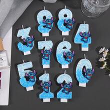 Nến sinh nhật chủ đề Stitch màu xanh dễ thương, nến số từ 0-9 tinh tế, nến sinh nhật hoạt hình sáng bóng, nến kỷ niệm, quà tặng nhỏ trang trí tiệc - Nhiều màu - Xem 1