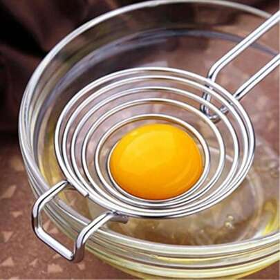 Stainless Steel Egg Strainer With Handle - Ideal For Separating Yolks And Whites, Kitchen Essentials|Modern Kitchen Tool| Kitchenware,Stainless Steel Yolk White Separator Tool Long Handled Egg White Separator, Egg Separator For Baking Cake, Kitchen Gadget
