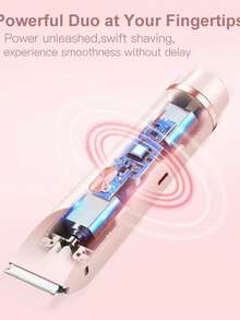 双头剃毛器，二合一女士电动剃毛器，带限位梳的比基尼修剪器，温和清洁毛发修剪器，适用于面部、手臂、大腿和身体剃毛，紫色，母亲节礼物，USB充电，400毫安时电池 - 多色 - 查看 5