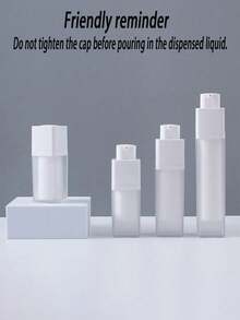 1个/3个装塑料真空泵瓶 0.51盎司/1.01盎司/1.69盎司 无气乳液瓶 可重复灌装化妆品收纳容器 小罐 便携旅行面霜乳液容器 - 方形 - 白色 - 查看 4