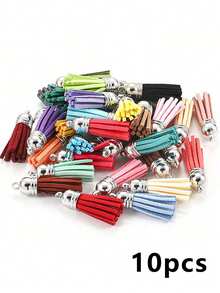 10pcs Fashion Tassel Pendant, Leather Tassel, For Jewelry Making, DIY Bracelet, Necklace, Earring Accessories - Multicolor - View 12
