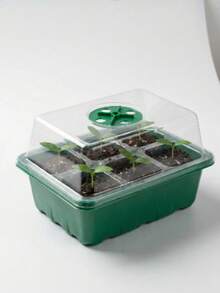 6-Cell Seedling Tray, Gardening Planter Pot With Lid And Moisture Retention Tray, Promotes Germination For Optimal Sprouting! - Green - View 2