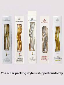 6/12/18 件金属螺旋蛋糕蜡烛，长卷曲蜡烛带支架，适合生日、婚礼、派对（金色/银色）