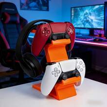 3-In-1 PlayStation 5 Controller Stand, Game Desktop Organizer With Headphone Holder, No Charging Base, Holds 2 Controllers, Space-Saving, White/Black Game Accessory - Black - View 2