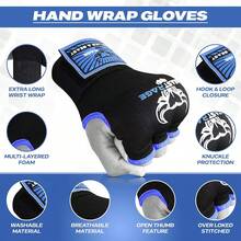 Guantes de Boxeo de Gel para Manos MMA 75 cm Largo Acolchados elásticos Saco Boxeo rápido Entrenamiento Muay Thai Vendas para Hombres Mujeres y niños - NEGRO02 - Ver 4