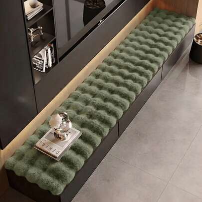 1pc Premium Faux Rabbit Fur Long Plush Rug, Suitable For Entryway, Living Room Cabinet, TV Stand, Shoe Bench, Window Sill, Bedroom Bedside, Thick Non-Slip Washable Shedding-Resistant, Multi-Color Options, Decorative Tablecloth/Carpet, All Season Use