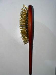 Wooden Long Handle Steel Pin Comb For Grooming Dogs & Cats, Air Cushion Fluffy Pet Grooming Brush - Maroon - View 2