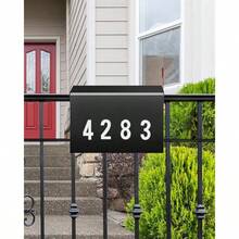 Modern Wall-Mount Mailbox Mailboxes For Outside With One Flag Kit And Three Sets Of 0-9 Mailbox Number Stickers Rust-Proof Metal Post Box 4.33" Dx14.2 Wx10.43 H Textured Black AMB03B01 - Black03b01 - View 2