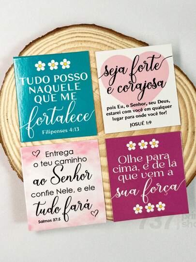 240 Mini Cartão de Agradecimento com Frases Inspiradoras e Bíblicas 4x5cm Pronta Entrega