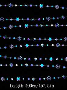 1pc-Winter Wonderland Snowflakes Decorations, Iridescent Snowflake Garland- Shimmer Holographic Paper Snowflakes Streamers For Iridescent Party Decor Christmas Frozen Themed Decor Birthday Wedding Bridal Shower Party Supplies - Multicolor - View 6
