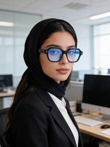 Um Par de Óculos Pretos Retrô de Bolinhas Transparentes, Óculos de Moda Casual Femininos, Adequados para Uso Diário no Escritório, Navegar na Internet e Jogar com Celulares. Óculos Leves de Tamanho Grande, Óculos de Moda com Armação Quadrada, com Cores Tartaruga, Transparente e Preto, Óculos da Moda. - Preto - Visão 2