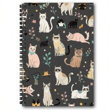 1pc A5 Spiral Bound Notebook With Cat Design, Perfect Gift For Friends, Colleagues And Men, Office Supplies, Note Taking, Modern Stationery, Spiral Notebook, Portable Design, Lightweight Notebook, Loose Leaf Notebook, Writing Diary, Professional, Student - 1 - View 1