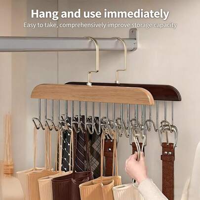 2pcs Wooden Hanger Rack, Multi-Functional Bra & Camisole Storage Organizer, Home & Dorm Wooden Wave Clothes Drying Rack