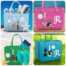 Beach Bag Accessories Charm Letter And Flower Design For Bogg Bags Lightweight Aluminum Alloy Colorful Charms With Durable Chain For Summer Outfits - Kiểu R - Xem 4