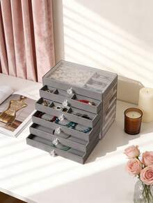 Hộp đựng trang sức bằng nhung có ngăn kéo, 1/3/5/6 tầng, đựng dây chuyền, bông tai và nhẫn, quà tặng cho phụ nữ và bé gái, hộp đựng trang sức di động dung tích lớn, hộp đựng đồ trong phòng tắm, hộp ngăn kéo để bàn, hộp đựng trang sức xếp chồng, hộp đựng trang sức kiểu ngăn kéo, hộp đựng nhẫn, hộp đựng bông tai, hộp đựng trang sức bằng nhung acrylic 3 tầng. - nhiều màu - Xem 19
