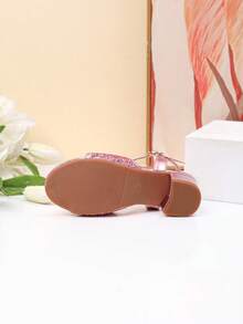 夏季新款玛丽珍高跟凉鞋、女童高跟舞蹈鞋、学生演出及日常活动凉鞋、婚鞋 - 粉色 - 查看 5