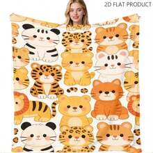 1pc Cute Cartoon Bear Pattern Blanket, Soft, Skin-Friendly, Warm, Comfortable Blanket For Home, Sofa, Bedroom, And Afternoon Nap. Adorable Design, Cozy Decorative Blanket, Suitable For All Seasons. Delicate Touch, Lint-Free, And Easy To Care For. - Multicolor 1 - View 13