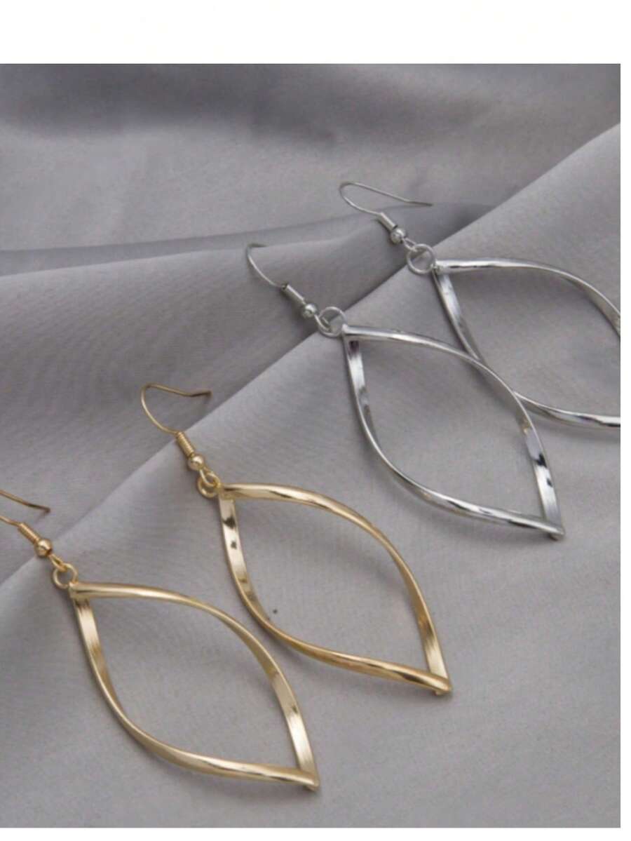 两对扭曲菱形耳环，欧美跨境风格 - 彩色 - 查看 1