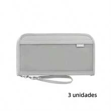 Capa Para Cartão De Passaporte De Viagem À Prova D'água , Bolsa Organizadora De Documentos Familiares , Acessórios - Cinza - Visão 6