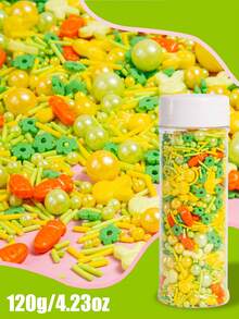 装饰糖粒，兔子造型，橙色胡萝卜，复活节烘焙装饰，绿色、黄色和粉色珠状糖粒，大小不一，球状。适合派对使用。可撒在饼干、冰淇淋、蛋糕和纸杯蛋糕上。烘焙用品，复活节派对用品。 - 彩色 - 查看 15