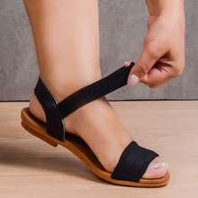 ALLEAN Flat Sandal With Elastic - ACANALADO NEGRO - Ver 2