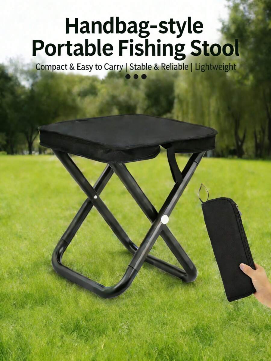 露营凳，便携式折叠凳，带收纳袋，可折叠户外脚凳，适合旅行、徒步、钓鱼、野餐、烧烤 - 彩色 - 查看 1