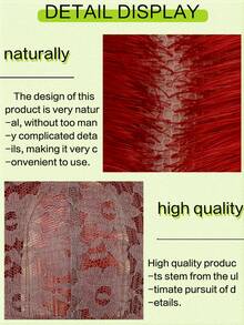 26英寸合成纤维假发 - 长款自然玫瑰网帽红色卷发假发，中分，耐热，适合女性，优雅风格，耐热假发，派对假发，质地柔软假发 - 彩色 - 查看 7