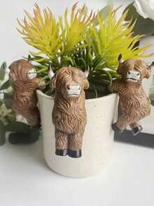 1pc Elegant Highland Cow Garden Decor - Resin Ornament, Suitable For Flower Pot Edging - Multicolor - View 12