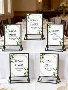 4 piezas/6 piezas Soportes de señalización acrílicos de 4x6 5x7 pulgadas - Marcos de fotos de doble cara para mesa, adecuados para números de mesa de boda, menús de restaurante, fotos de Navidad, ceremonias de graduación, fiestas de cumpleaños, etiquetas de precio/fotos transparentes, Soportes de números de mesa de boda de acrílico transparente, Aplicable para: Etiquetas de precio, Pantallas de números de mesa, Tableros de exhibición de fotos, Soportes de números de mesa transparentes de doble capa, Fácil de instalar. - Multicolor - Ver 9