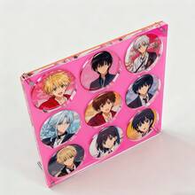 Acrylic Display Stand With Anime Character Badges On Pink Background, Suitable For 75mm Badges, Multiple Styles Available, High Transparency Anti-Dust Thickened, Can Be Used To Display 1, 2, 4, 6, 9 Badges Or Pins - Hot Pink - View 8