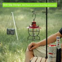 2个装鸟类喂食器挂钩，露营灯挂钩，庭院植物挂钩，防风树枝挂钩，适用于野生鸟类房屋喂食器支架、露营帐篷杆灯 - 銀色 - 查看 10