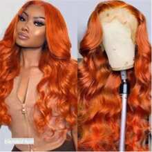 10-36Inch 13x4 Hd Lace Frontal Wig Human Blended Hair 180% Density Body Wave Human Blended Hair Wigs For Women Pre Plucked Lace Front Human Blended Hair Wig Ginger Orange 350 - S350 - View 4