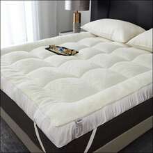 Aafan 10cm Teddy Fleece Microfiber Mattress Topper Reversible Bed Protector Cover Soft, Warm & Breathable - Creamy White - View 5