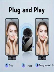 专业无线领夹式麦克风，具备智能降噪、全指向电容式拾音器和防风罩，二合一无线录音麦克风，适用于内容采集、直播、采访、歌曲录制、播客和Vlog - USB Type-C接口，230mAh可充电锂离子电池，支持2.4G/3G/4G/5G网络连接，可用于采访录音 | 全指向拾音 | 便携式无线麦克风 - 彩色 - 查看 6