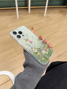 1pc Transparent Thick Anti-Drop UV Painted TPU Phone Case With Minimalist Fresh Floral & Butterfly Pattern Design, Compatible With IPhone 17/17 Air/17 Pro/17 Pro Max, 16/16 Plus/16 Pro/16 Pro Max, Galaxy S25 Ultra, S24 Ultra, S22, S21 Ultra, S21 FE 5G Series, Great For New Year, Christmas, Halloween Or Valentine's Day Gift,International Version, Not The Domestic Version - Multicolor - View 3