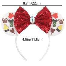 1pc Cute Cartoon Disney Birthday Cake Theme Big Ear Sequin Headband, Women's Castle Amusement Park Decorative Hair Accessory, Student Party Costume Headpiece - Red and White - View 6