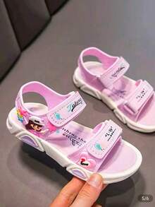 1 Pair 2026 Summer New Girls/Kids/Children Soft Bottom Casual Princess Beach Sandals - Purple - View 4