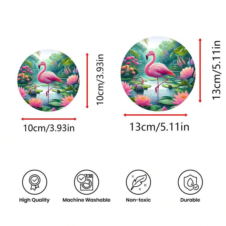 6pcs Flamingo Pattern Coaster Set, Home Decor Absorbent Silica Gel Coasters For Tea Cup, Water Glass, Wine Glass, Coffee Cup, Placemats, Suitable For Home, Party, Kitchen Accessories, All Season Decoration - Multicolor - View 11
