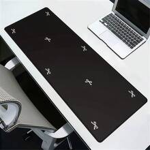 1个黑色背景白色领结鼠标垫，甜美别致简约桌面垫，大号防滑办公及游戏键盘垫 - 長方形 - 查看 6