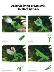 Children's Outdoor Exploration Insect Collection Set, Suitable For Elementary And Kindergarten Bug Catching Toys, Includes Magnifying Glass, Observation Box, Insect Tweezers, Storage Bag, Easy To Carry, Applicable For Outdoor Exploration, Spring Outings, Park Play And Insect Exploration Tool Set. Camping, Gardening, Holiday Birthday Novelty Gift - Multicolor - View 7