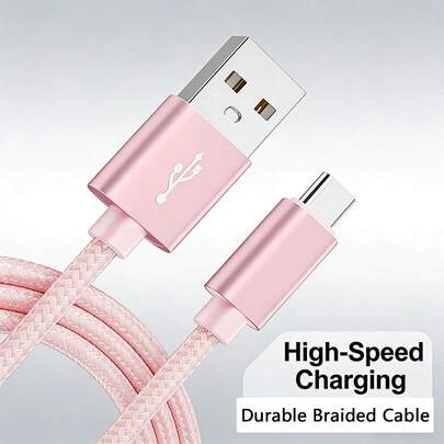 1-3pcs USB A To USB Type-C Data Cable, Fast Charging Nylon Braided Cable, Suitable For Charging And Data Transfer On Phones, Computers, Tablets