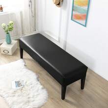 1pc Stretchable PU Waterproof Bench Cover, Suitable For Home Decor, Machine Washable, Modern Style Bench Slipcover, Elastic PU Dining Bench Seat Cover For Bedroom, Living Room, Kitchen, Protects Chair Bench Piano Bench Seat Covers, Removable - Multicolor - View 10