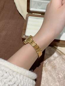 1 Stück Neuankömmling Damen Minimalistische Lässig Elegante Europäischer & Naher Osten Stil Vintage Goldene Uhr - Gold - Übersicht 7